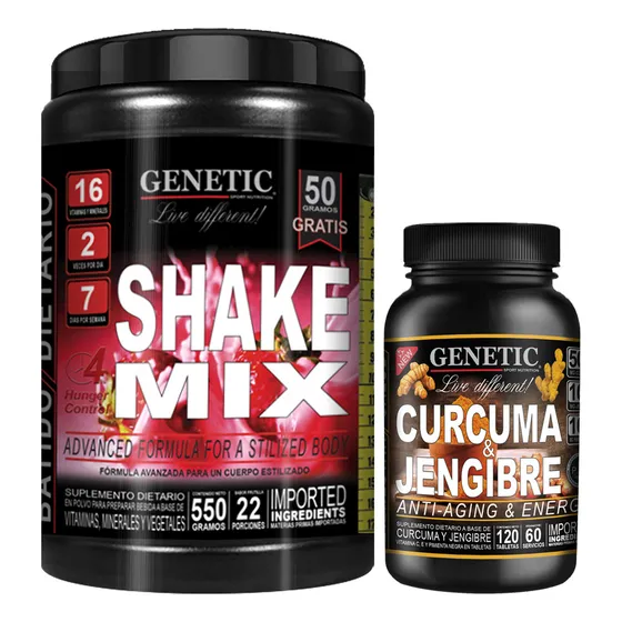 Dieta Sana Antioxidante Shake Mix Cúrcuma Jengibre Genetic Sabor Frutilla