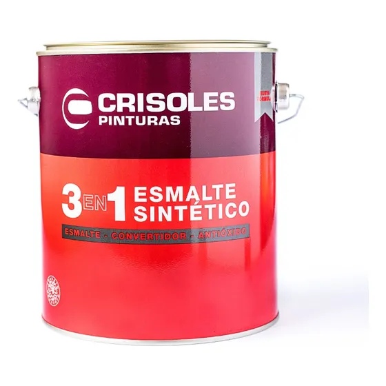 Pintura Esmalte Sintetico 3 En 1 3.6 Lts - Crisoles Acabado Brillante Color Gris ceniza