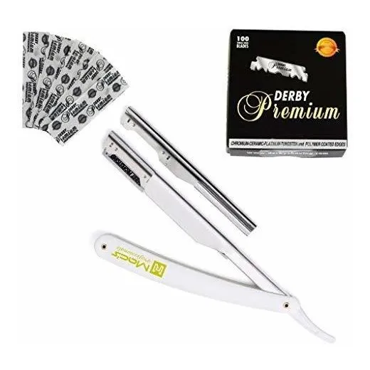 Maquinilla De Afeitar Profesional Withe Straight Edge Con 10