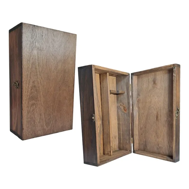 Regalo Caja Estuche De Madera Artesanal Para Vino Y Copa