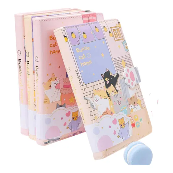 Caderno Diário Luxo Com Fecho Magnético Patinha Gatinho Fofo