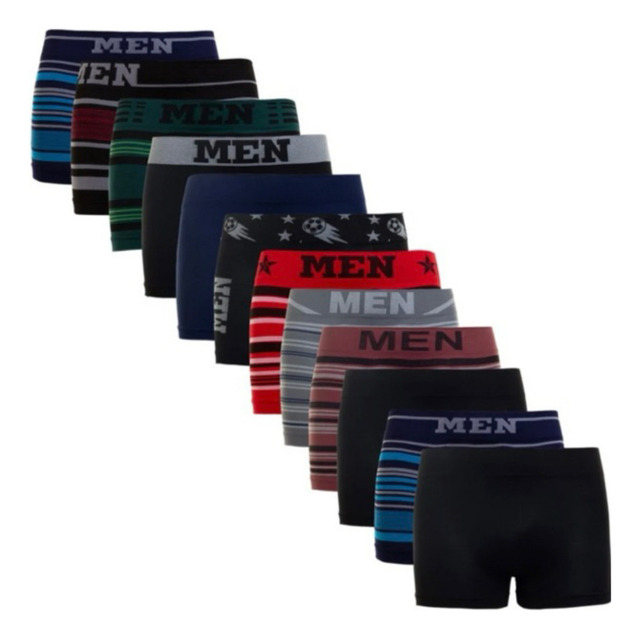 Kit Com 10 Cuecas Boxers Masculinas De Microfibra Box Kit Com 10 Cuecas Boxers Masculinas De Microfibra Box