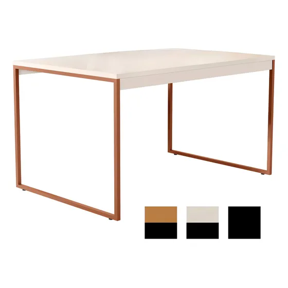Mesa Escritorio Industrial Pe Metal 120x80 Mais Profundidade Cor Off White-bronze