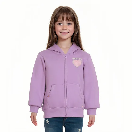 Polerón Niña Full Zipper Peludo Lila Fashion's Park