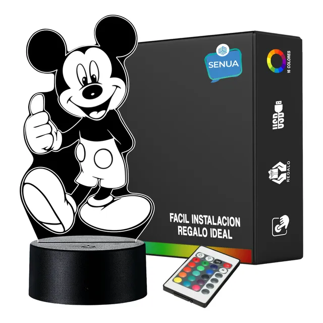 Lámpara De Noche Led 3d Mickey Mouse Holograma Decoración