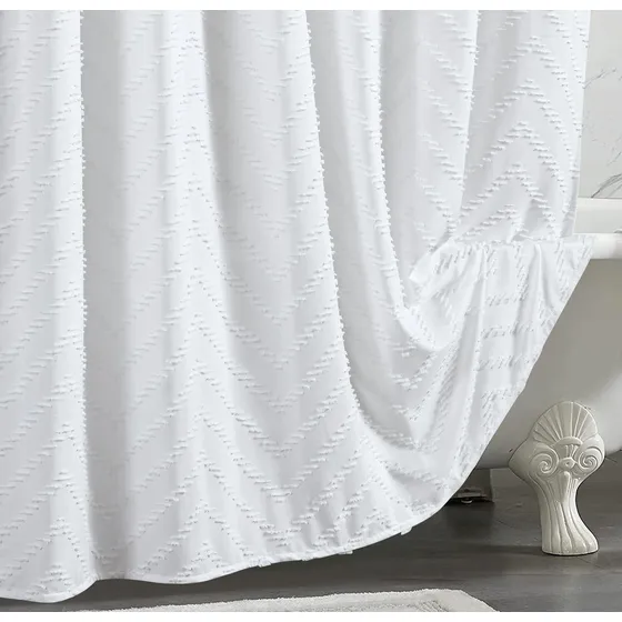 Cortina Ducha Bohemia Blanca Extra Larga 84  Tela