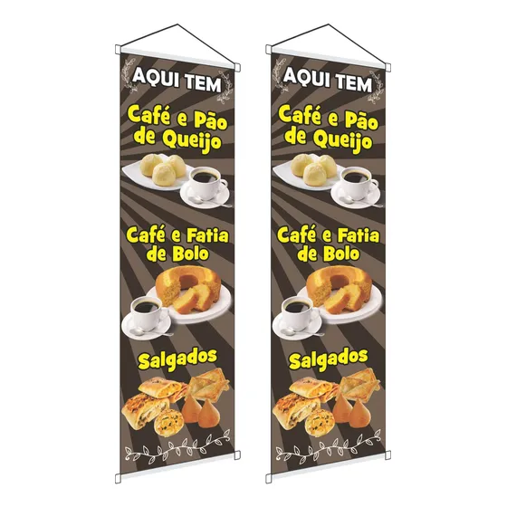 Kit Banners Café Pão De Queijo Bolo Salgados Padaria Lanche