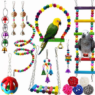 De Juguetes Para Loros Y Aves Con Escalera Y Campana, 16 De Juguetes Para Loros Y Aves Con Escalera Y Campana, 16
