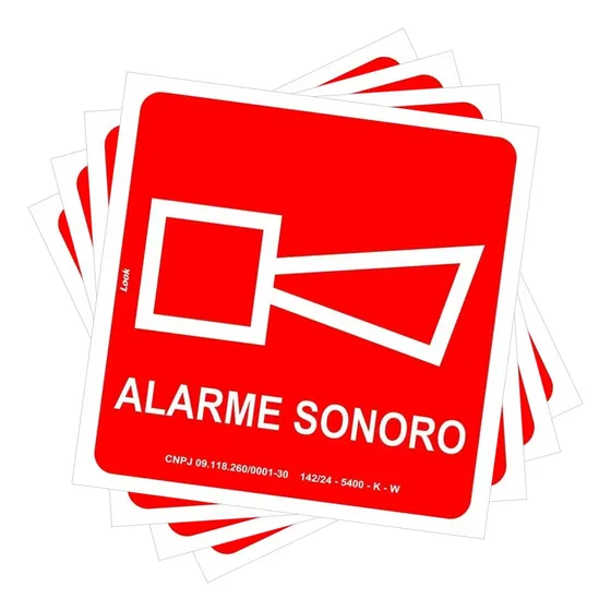 Kit C\5 Placas Aviso Combate Incêndio Alarme Sonoro Bombeiro