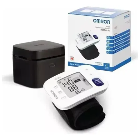 Monitor Pressão Arterial Pulso Omron Hem-6181 Medidor Aparelho Digital Aferidor Esfigmomanômetro Portátil Grande Automático Anvisa Inmetro Branco
