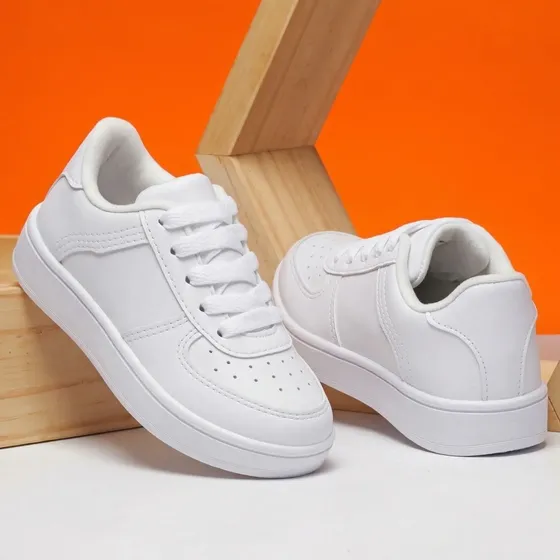 Tênis Branco Casual Para Criança 26-33 Sem Gênero