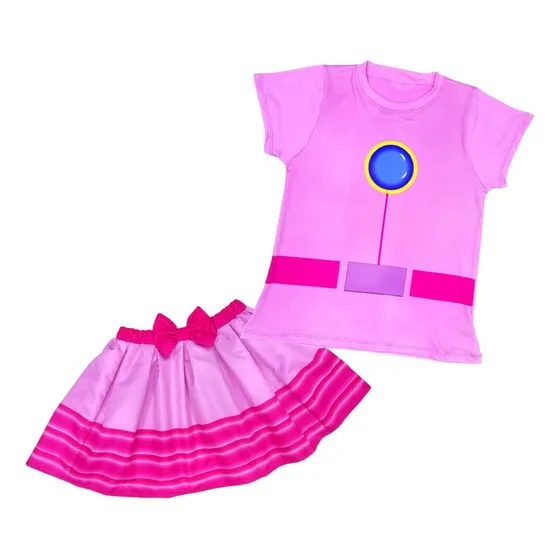 Conjunto De Franela Y Falda  De Princesa Peach 
