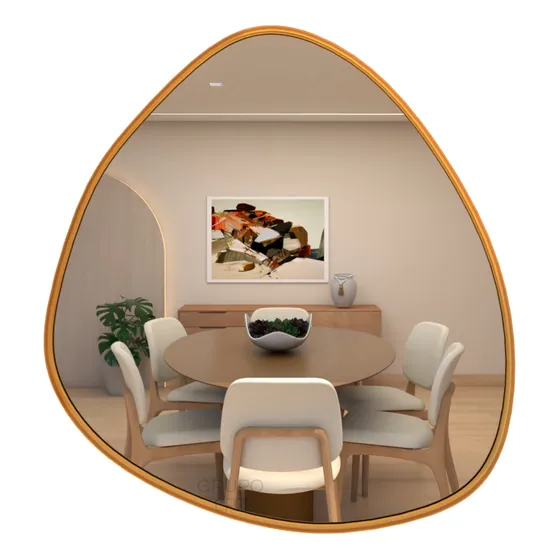 Espelho Organico Grande Metal Sala Quarto Banheiro Lavabo Moldura Dourado