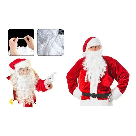 Barba Falsa Longa Papai Noel Natal Fantasia Bigode Cacheada