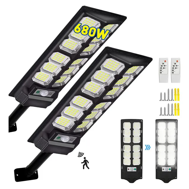 Paquete de 2 lámparas Luz Solar Exterior Jardín Luminaria LED Solar Luces Solares de Calle para Exteriores Impermeables con Control Remoto para Estacionamiento en el Patio VB-TYD-001 Color negro