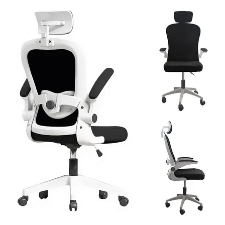Silla Oficina Ergonómica Memory Foam Lumbar Escritorio Gerencial Ejecutiva Homely - Blanco Negro