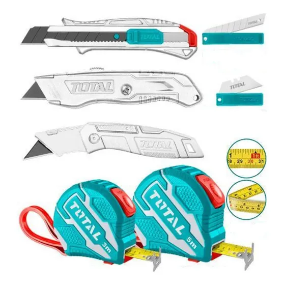 Juego De Cinta Métrica Y Cuchillas Multiusos 7 Pcs Cutter