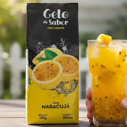 Embalagem Para Gelo Saborizado 250 Unidades Sabor Maracujá