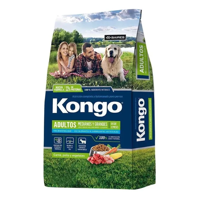 Baries Kongo Premium Tradicional para perro adulto mediano/grande, pollo, carne y arroz 24 kg
