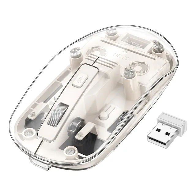 Mouse Inalambrico Hoco Bt+2.4g Dual Recargable Color Blanco
