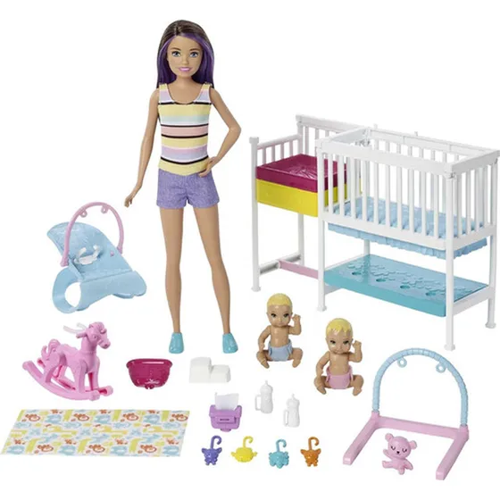 Muñeca Skipper Con Cuna, Tumbona Y Accesorios Para Cuidar Be