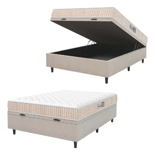 Cama Box BaĂș ColchĂŁo Casal Espuma D33 New Millenium 138x188x60cm Branco E Bege Hellen Cama Box BaĂș ColchĂŁo Casal Espuma D33 New Millenium 138x188x60cm Branco E Bege Hellen