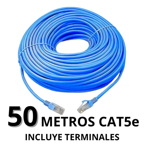 Cable De Red Utp 50 Metros Cat5e Con Terminales