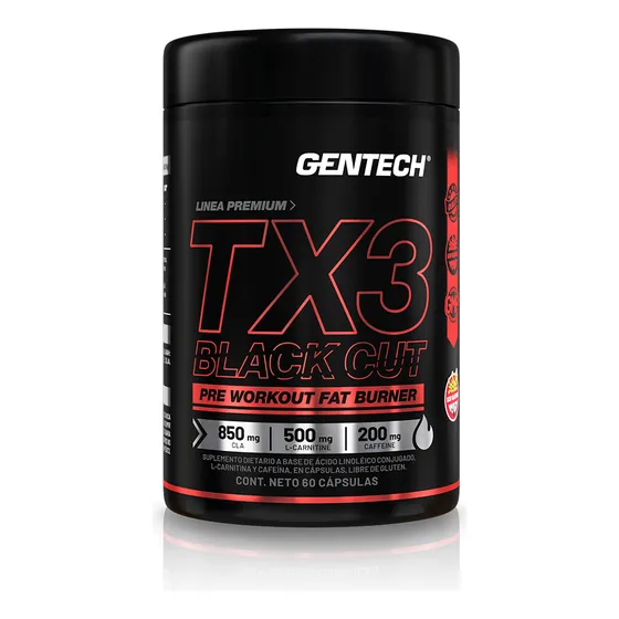 Tx3 Black Cuts X 60 Caps Gentech Con Cla Y Carnitina Sabor Sin sabor
