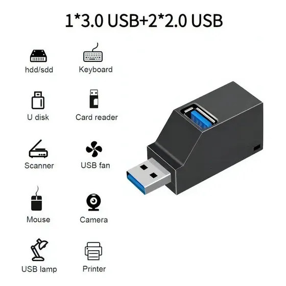 Hub Usb 3 Portas Mistas Usb 3.0 Usb 2.0 Knup Kp-t129 Preto