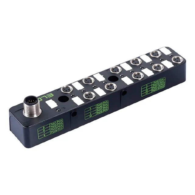 Caja De Distribución Conector M12-12pin, 10xm8-3pin Pnp Elco