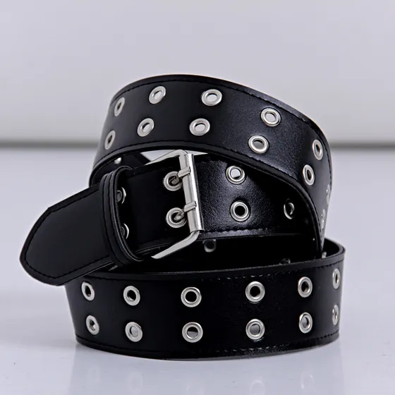 Cinturon Negro Ecocuero Tachas Mujer Kinoa Denim Negro Tachas 120