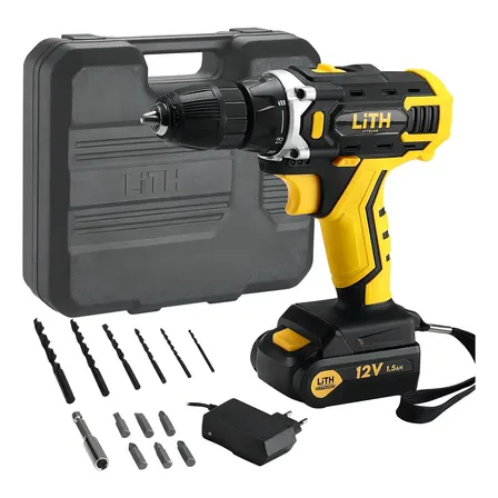 Parafusadeira Furadeira 3/8 Pol Bat. Maleta E Acessórios Amarelo 127/220v 60