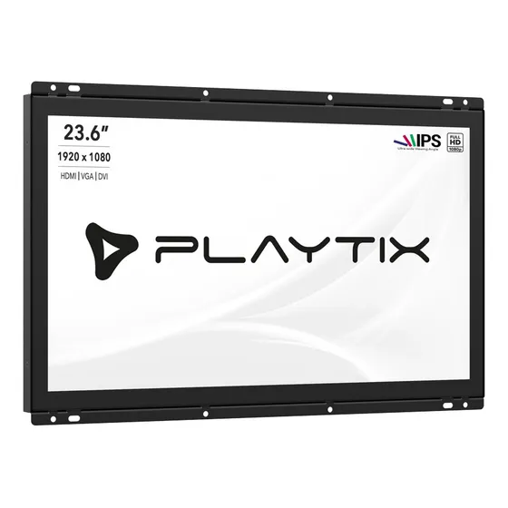 Monitor Open Frame 23.6 Digital Signage Full Hd Hdmi Vga Dvi Cor Preto 127/220v