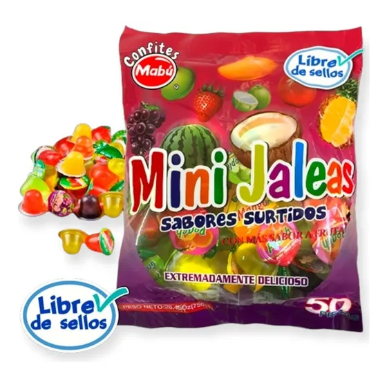 Bolsa Mini Jalea Sabores Frutales (50 Unidades)