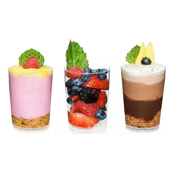 Vaso Cónico Plástico Duro Cristal Stendy 300cc Transparente Bebidas Postre Pack X10 Unidades