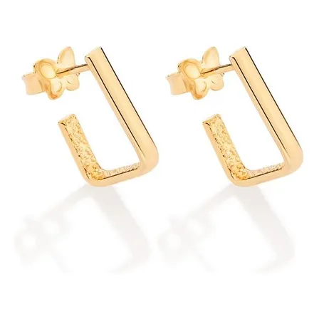 Brinco Rommanel Retangular Folheado A Ouro 527232