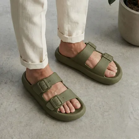 Papete Nuvem Unissex Plataforma Tiras Dupla Fivela Ajustável