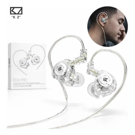 Fone De Ouvido Kz Edx Pro Dj Musicos Retorno Palco In-ear Cor Transparente