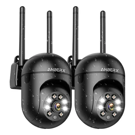 2pcs Cámara De Seguridad Anberx K1 4mp Hd Visión Nocturna,mini Cámara Wifi 2.4ghz,cámara De Vigilancia Audio Bidireccional,detección De Movimiento Con Alerta,cloud Video Recording,o-kam Pro App Negro