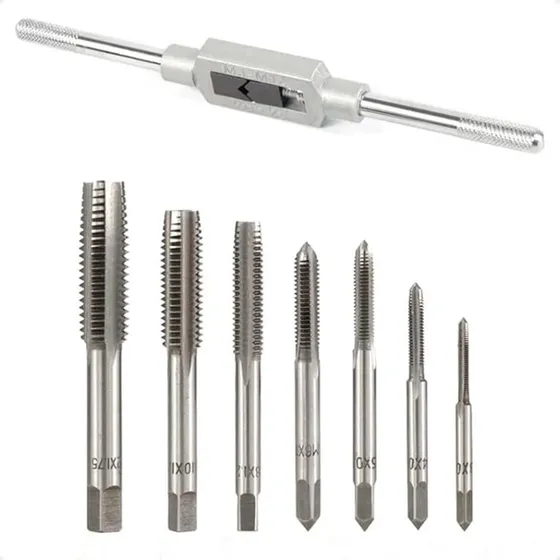 Kit De Machuelos Con Maneral Broca Tipo Matraca Ajustable
