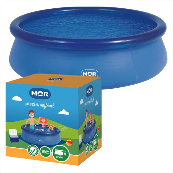 Piscina Grande 2400 Litros Redondo Lona Reforçada Mor Cor Azul Estampa Lisa