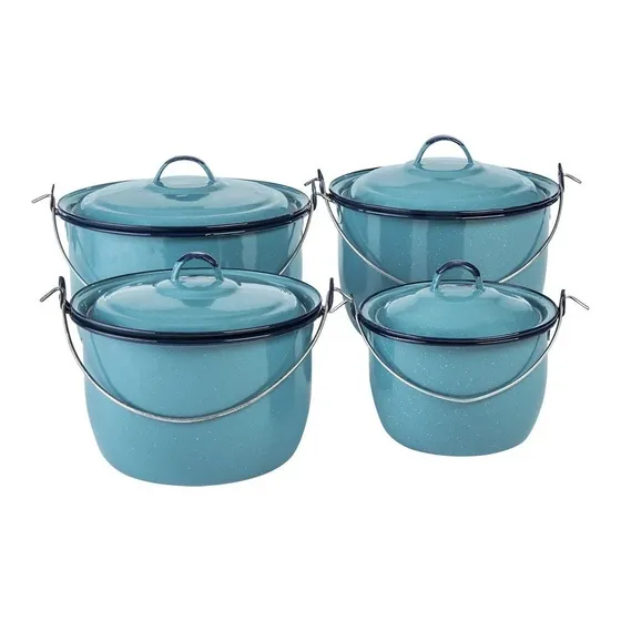 Juego De 4 Ollas Convexa De Peltre Cinsa Greta Con Tapa Color Azul