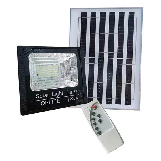 QP 200W Foco Reflector Solar Exterior Color Negro Luz Blanco Frío