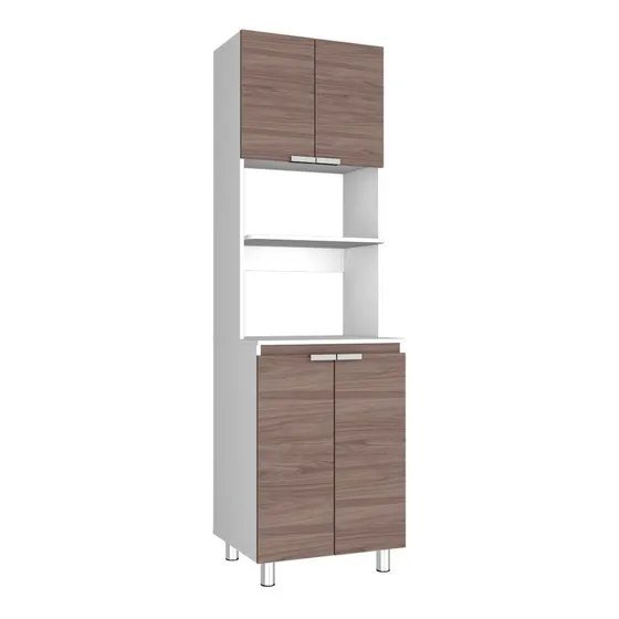Mueble Microondas Fendi Rta Blanco + Castaño Color Marrón Claro