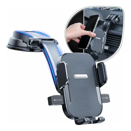 Suporte Veicular Para Celular 360° Para Painel Mesa Retrovisor Automotivo Para Carro Caminhão E Van Com Ventosa Apoio Para Celular Smartphone Preto