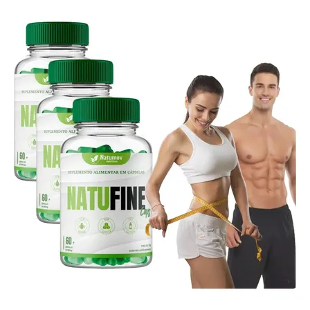 Inibidor Apetite Natural Tira Fome Emagrecedor Natufine Caps Kit 180 Cápsulas 3 Potes Sem Sabor