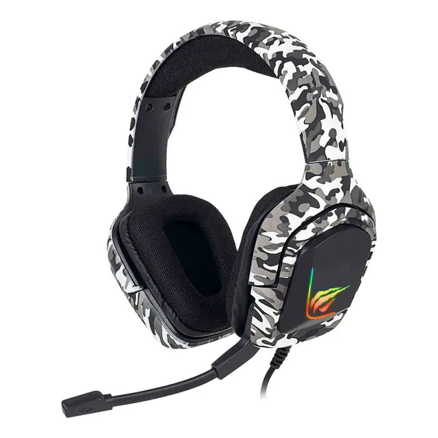 Auriculares para jugadores Havit Gamenote H653d de color gris camuflado
