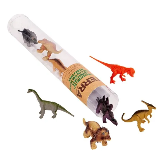 Set De 08 Mini Dinosaurios Prehistóricos En Tubo