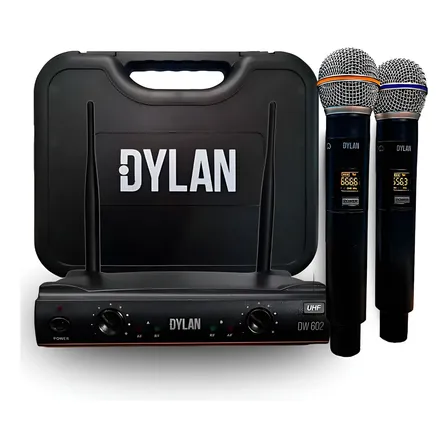 2 Microfone Duplo Sem Fio Profissional Par Dylan Dw 602 Max Preto