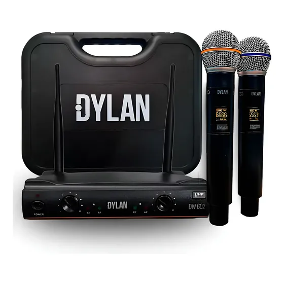 Microfone Sem Fio Dylan DW602MAX Duplo Dinâmico para Palco e Estúdio